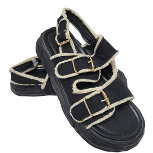 Rebellious Rose Black/White Platform Sandals Women's Size 42EU 11US